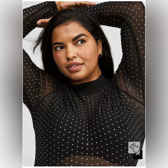 Mesh Mock Neck Rhinestone Top - Picture 4 of 5